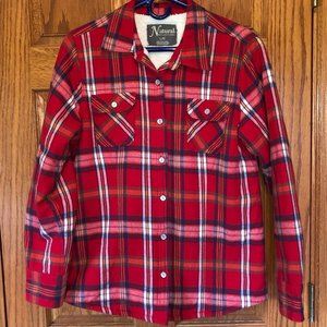 Natural Reflections Red Plaid Faux Fur Lined Flannel Jacket